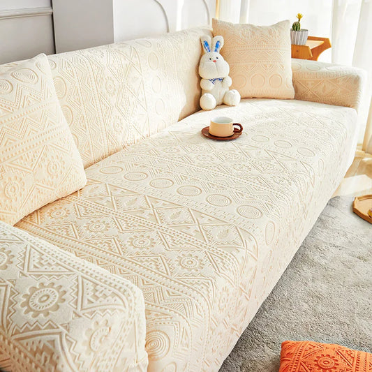 Thick Elastic Sofa Cover Slipcover Stretchy Polar Fleece Seater Corner Couch Cover