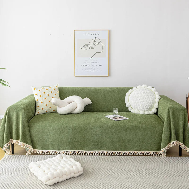 Stylish Chenille Sofa Cover Durable Sectional Couch Cover Blanket Furniture Protector 