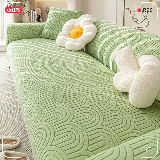 Cozy Thick Elastic Sofa Slipcover for Living Room Stretchy Couch Cover 