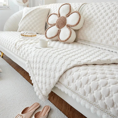 Soft Warm Sofa Cover Coral Fleece Chair Mat Universal Plush Couch Cover