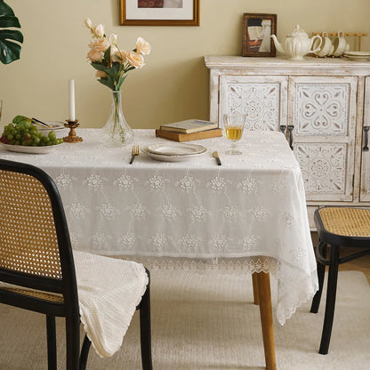 Rectangle Lace Tablecloth Vintage Embroidery Lace Table Cover