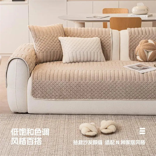 Cozy Plush Couch Cover Non Slip Fluffy Sectional Sofa Covers