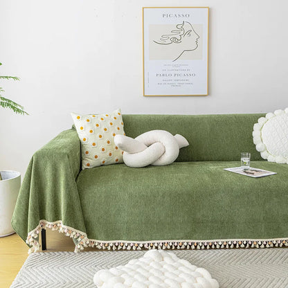 Stylish Chenille Sofa Cover Durable Sectional Couch Cover Blanket Furniture Protector 