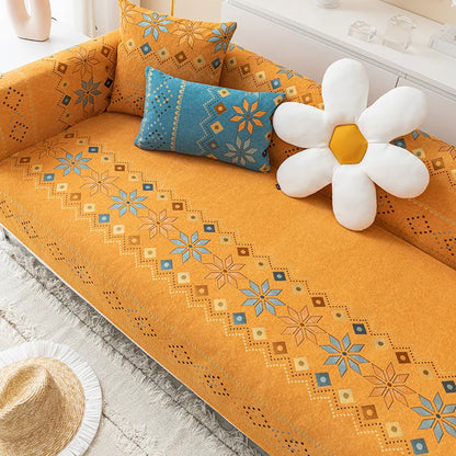 Scratch-proof Chenille Sofa Cover Bohemian Style Couch Cover Anti-slip Sofa Slipcover 