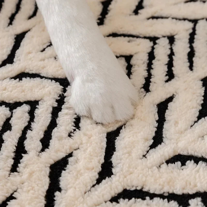 Thicken Stripe Plush Sofa Cover Cozy Warm Anti-slip Cushion Cover