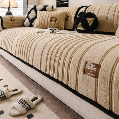 Coral Fleece Chair Mat Slipcover Universal Plush Cushion Cover