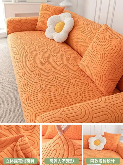 Cozy Thick Elastic Sofa Slipcover for Living Room Stretchy Couch Cover
