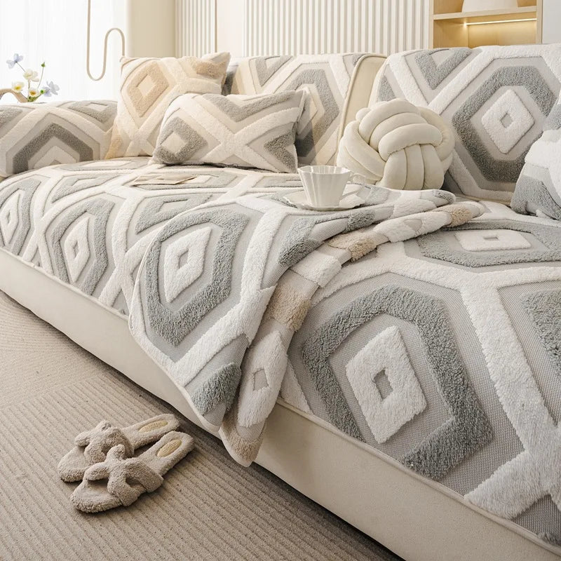 Jacquard Plush Warm Sofa Couch Cover Soft Fuzzy Couch Covers