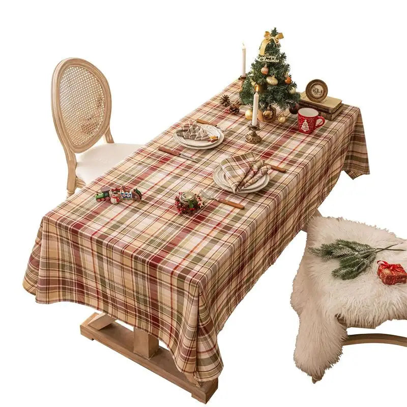 Rustic Plaid Thanksgiving Table Decor Christmas Tabletop Table Cloth