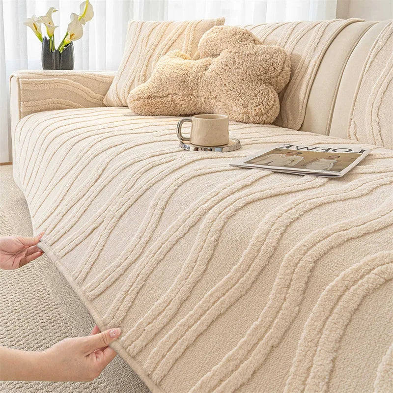 Thicken Plush Couch Cover Winter Warm Sofa Pad Non-Slip Sofa Slipcovers