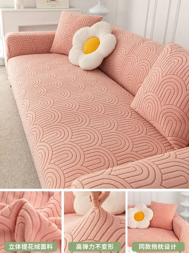 Cozy Thick Elastic Sofa Slipcover for Living Room Stretchy Couch Cover