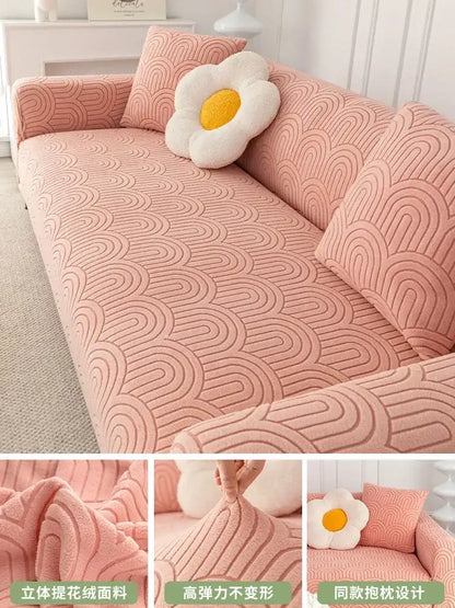 Cozy Thick Elastic Sofa Slipcover for Living Room Stretchy Couch Cover