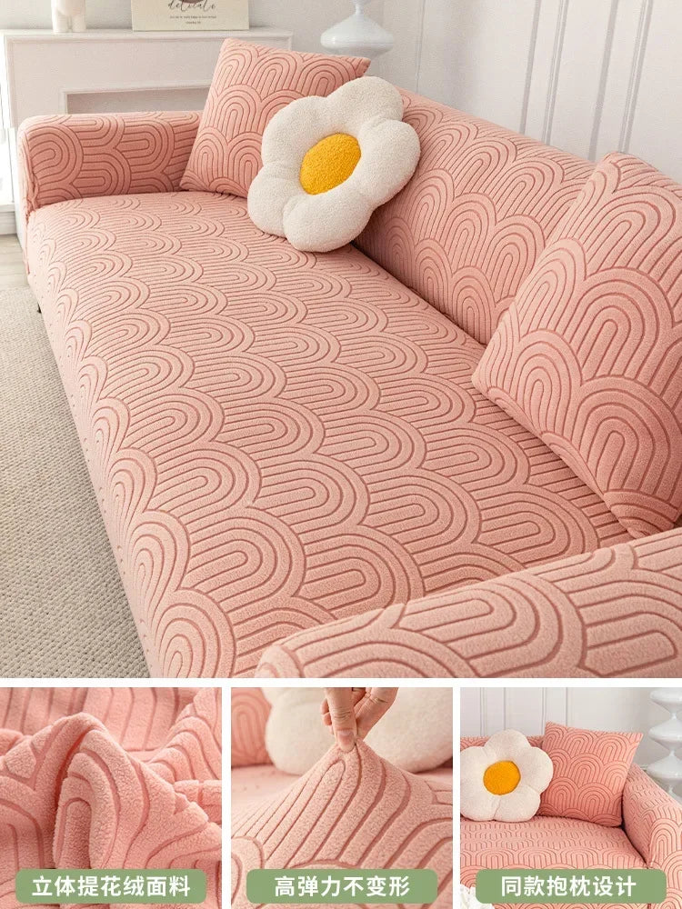 Cozy Thick Elastic Sofa Slipcover for Living Room Stretchy Couch Cover 