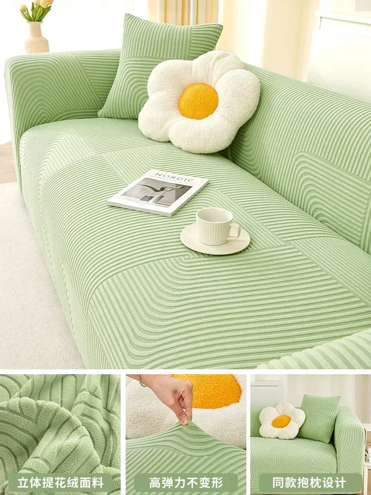 Elastic Jacquard L-Shaped Sofa Covers Stretchy Slipcover 
