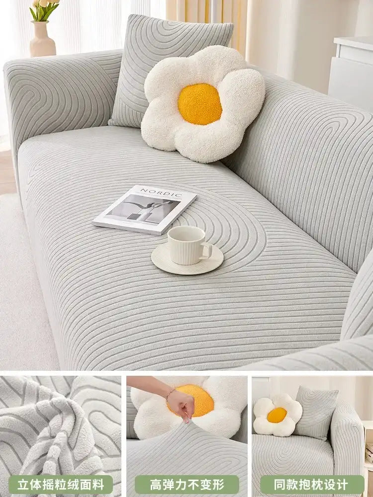 Elastic Jacquard L-Shaped Sofa Covers Stretchy Slipcover