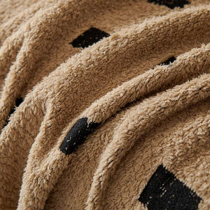 Sofa Throw Blanket with Woven Geometric Pattern Cozy Couch Cushion Cover