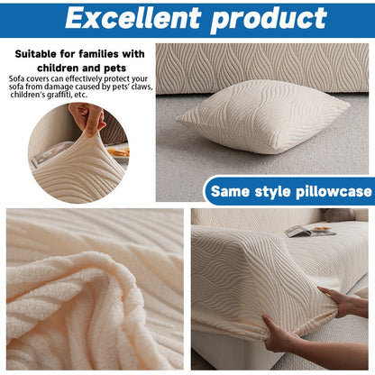 Durable Cozy Sofa Slipcover Stretchy Sofa Cover with 3D Organic Texture