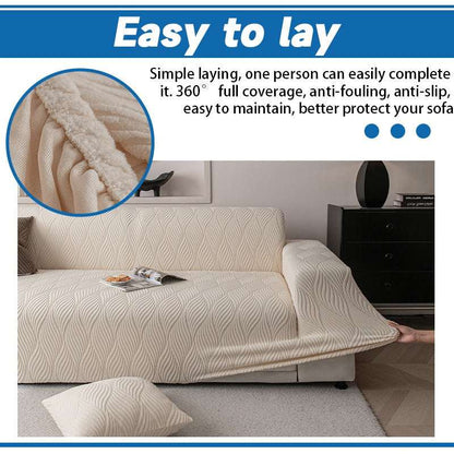 Durable Cozy Sofa Slipcover Stretchy Sofa Cover with 3D Organic Texture