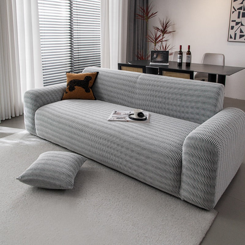 Plush Fleece Stretchy Sofa Cove Soft Cozy Textured Geometric Couch Cover