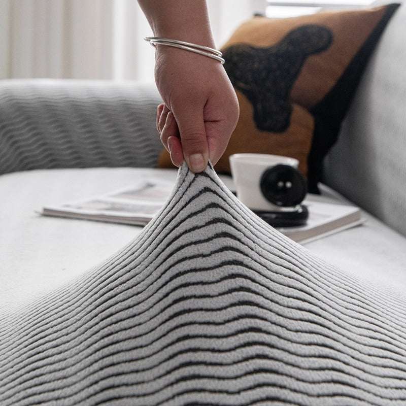 Plush Fleece Stretchy Sofa Cove Soft Cozy Textured Geometric Couch Cover